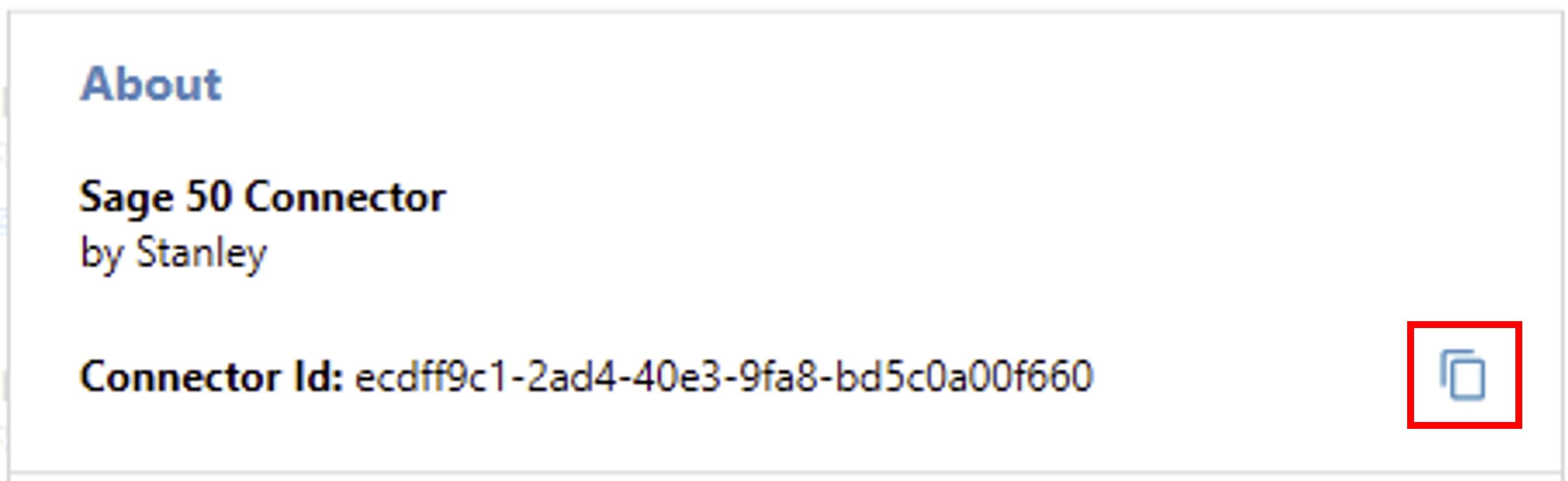 Copy icon highlighted next to the user's connector ID.